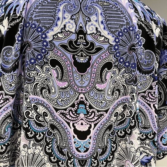 Dana Buchman short sleeves Paisley print blouse size large - Picture 6 of 12